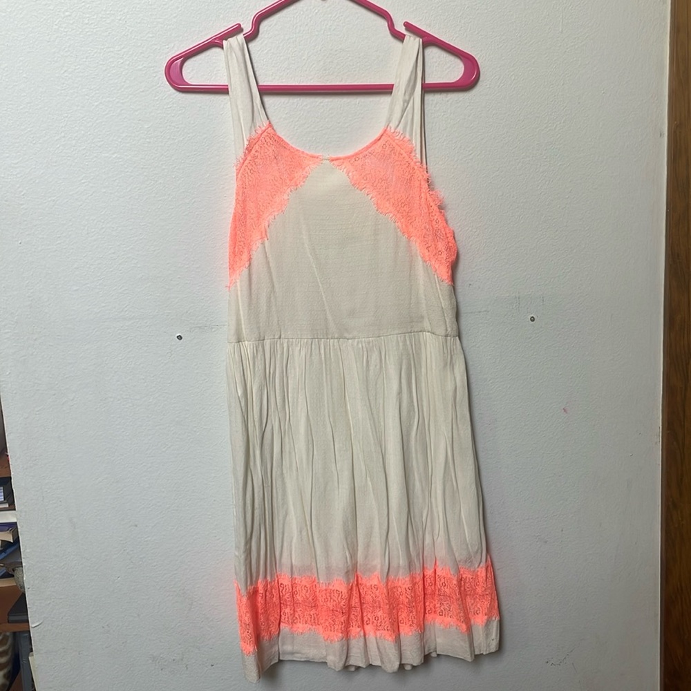 Free people Neon lace slip mini dress